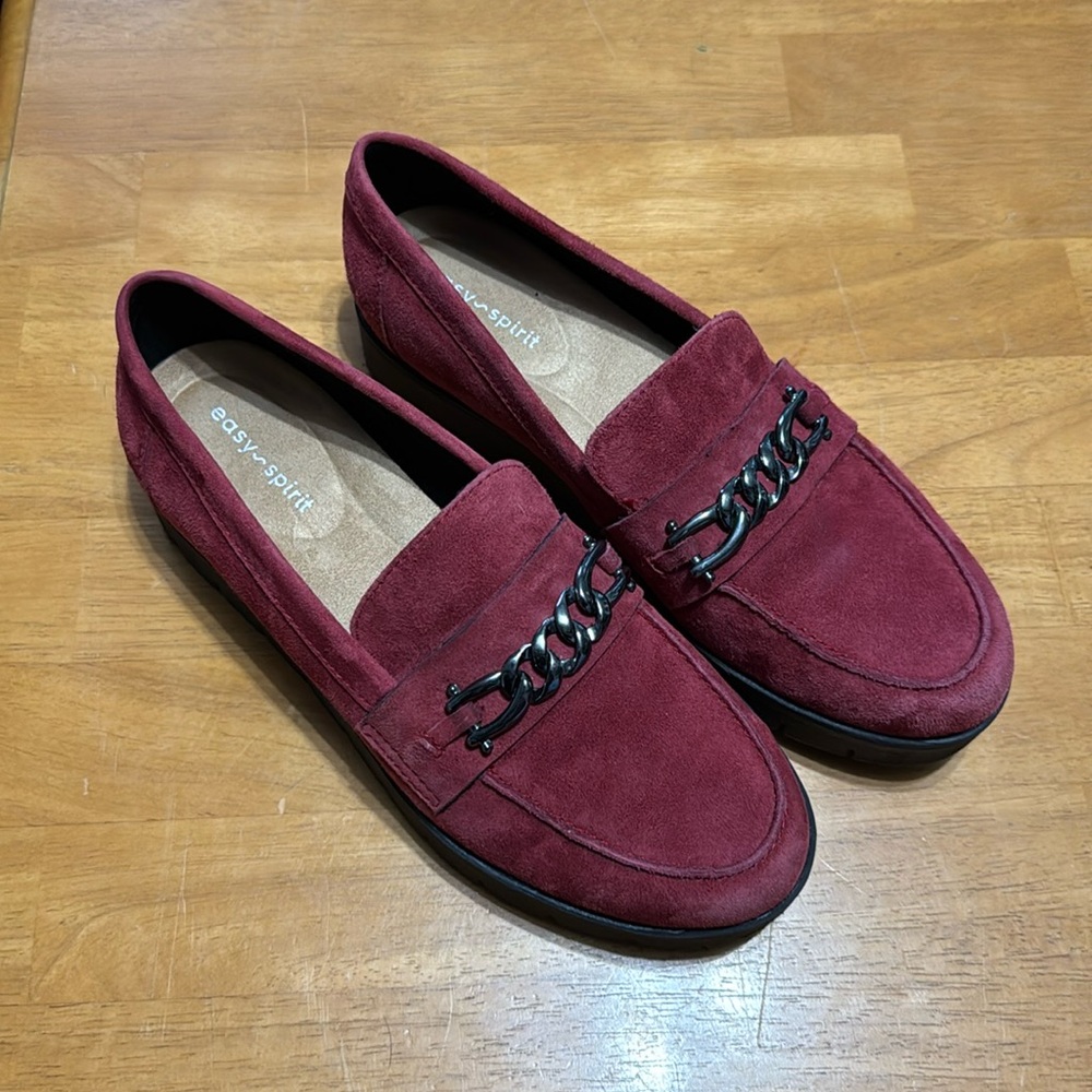 Easy Spirit Owen Casual Loafers Suede maroon red size 6 1/2